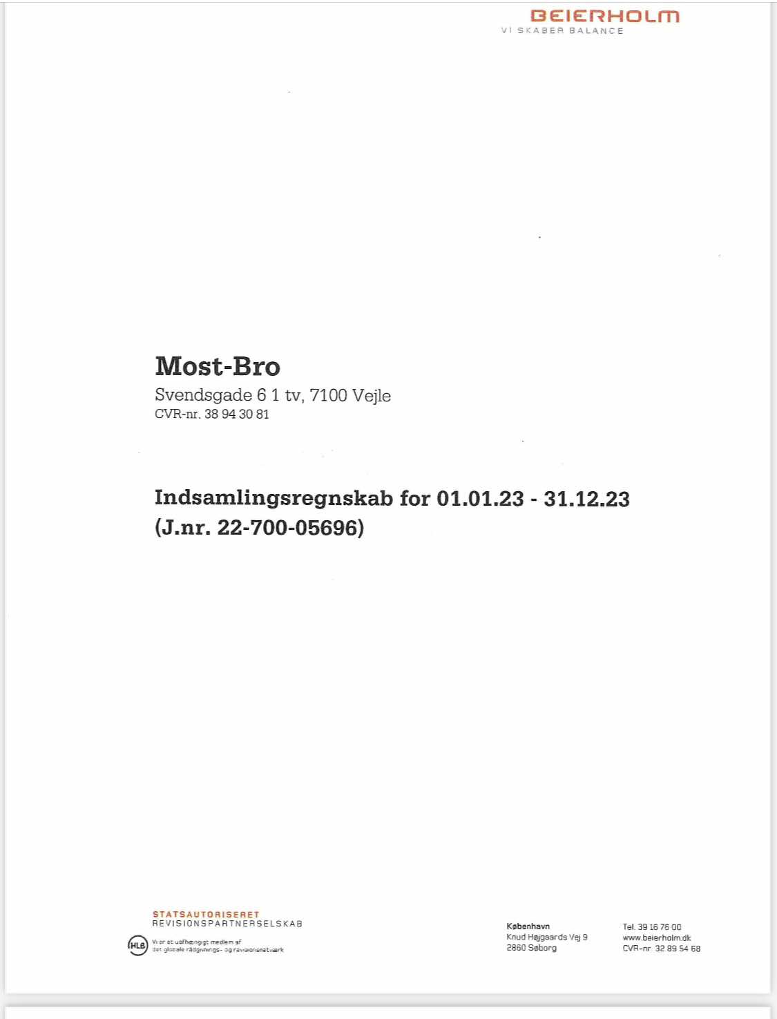 Most-Bro indsamlingsregnskab før 01.01.2023-31.12.2023